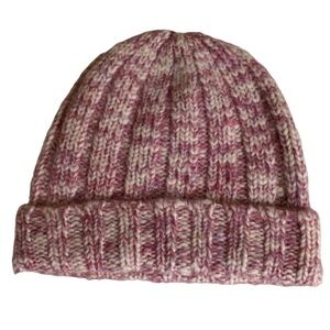 Ann Taylor marled pink wool and mohair blend beanie